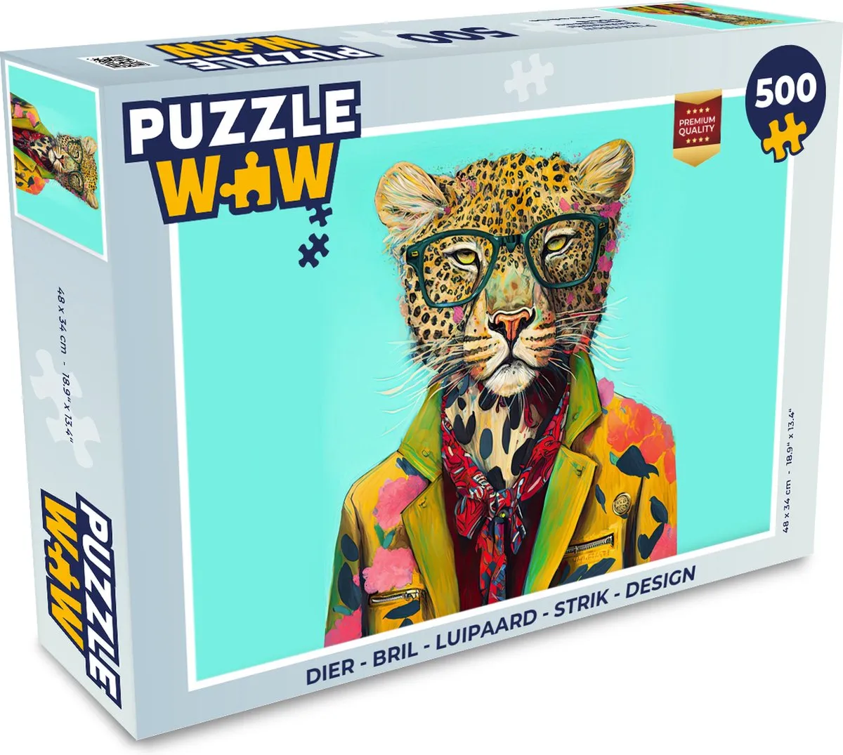PuzzleWow Dier Bril Luipaard Design Legpuzzel 500 Stuks