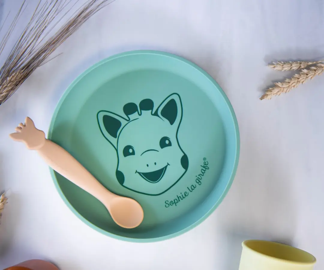 Sophie de Giraf Kinderbord Groen - Siliconen - In Geschenkdoos