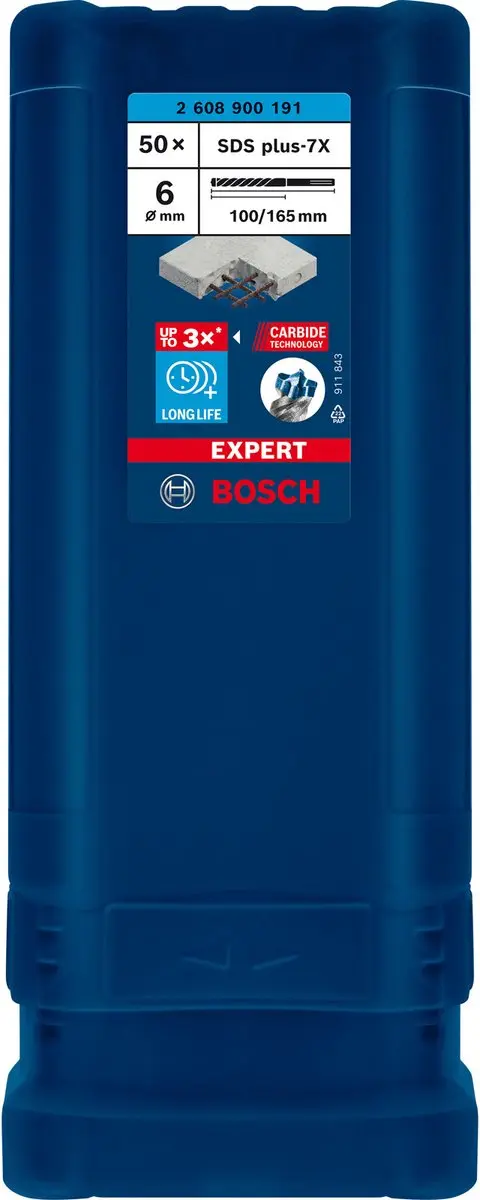 Bosch Professional EXPERT SDS plus-7X Hamerboor 6mm - 50 Stuks