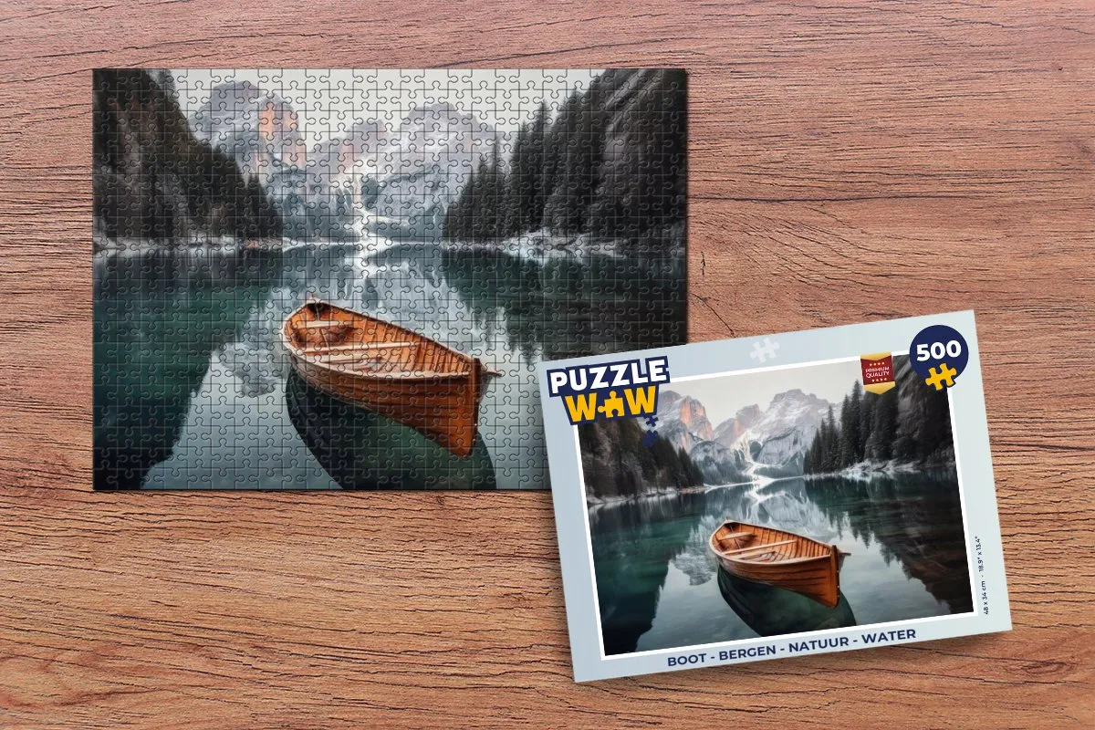 PuzzleWow Bergen Boot Legpuzzel 500 Stuks - Natuur