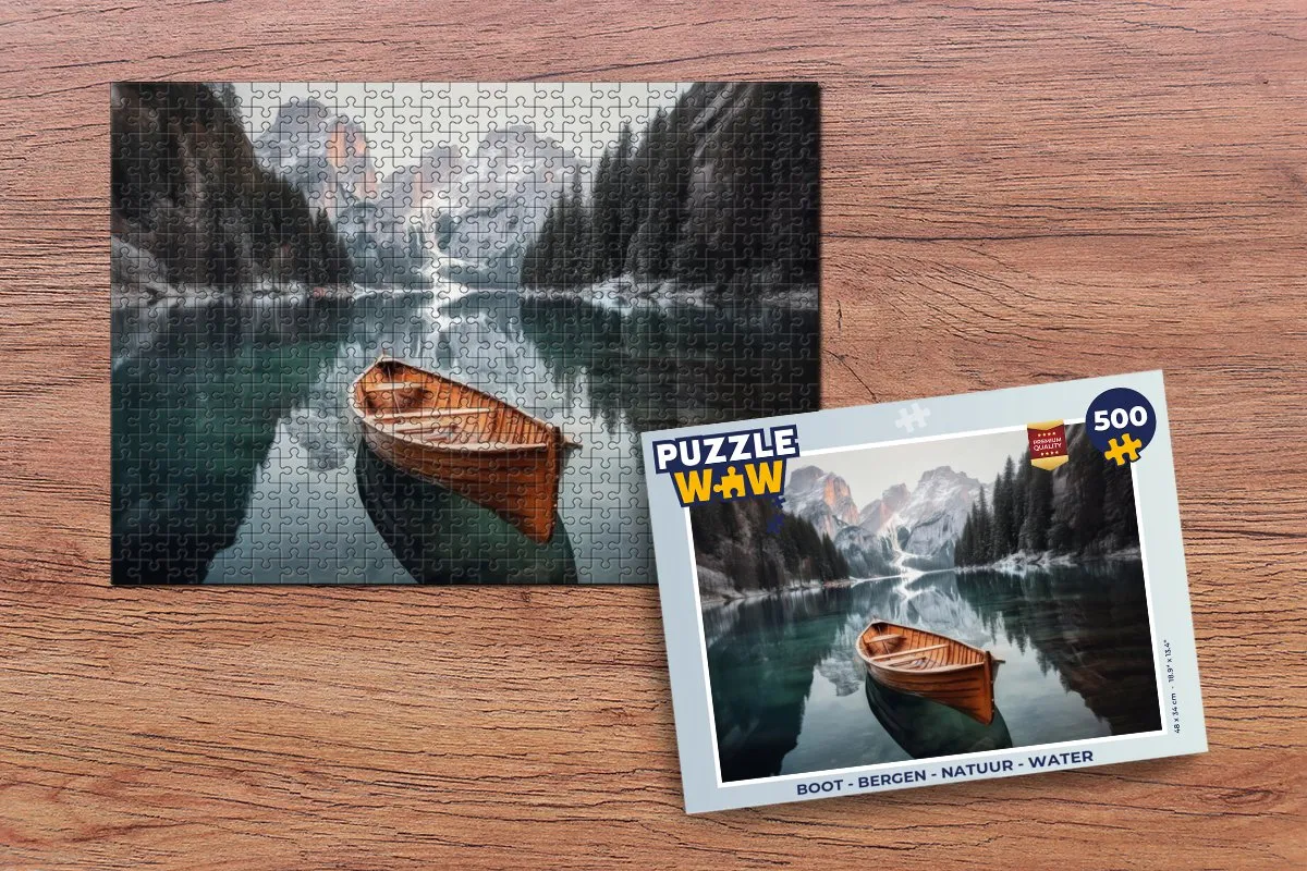 PuzzleWow Bergen Boot Legpuzzel 500 Stuks - Natuur