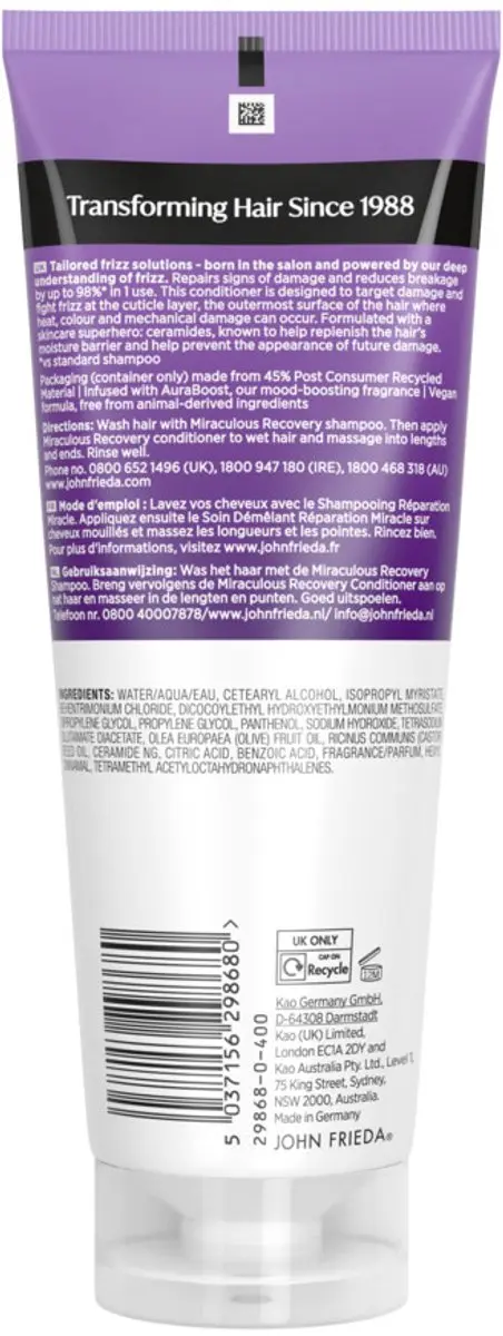 John Frieda Frizz Ease Conditioner 6x250ml
