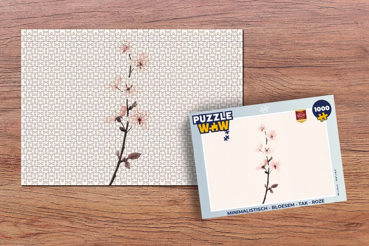PuzzleWow Minimalistisch Bloesem Tak Legpuzzel 1000 Stuks - Roze