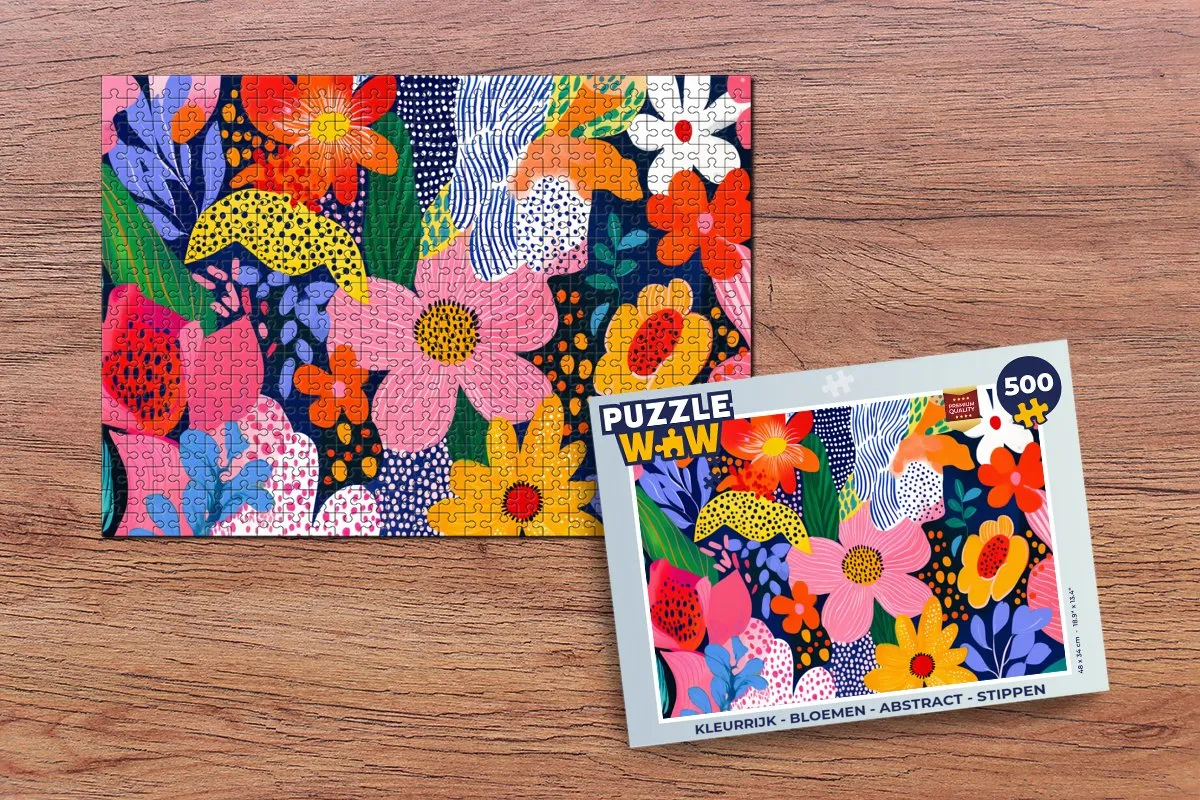 PuzzleWow Legpuzzel 500 Stuks - Abstract Bloemen