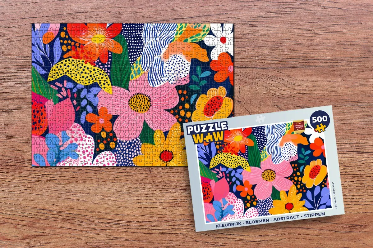 PuzzleWow Legpuzzel 500 Stuks - Abstract Bloemen