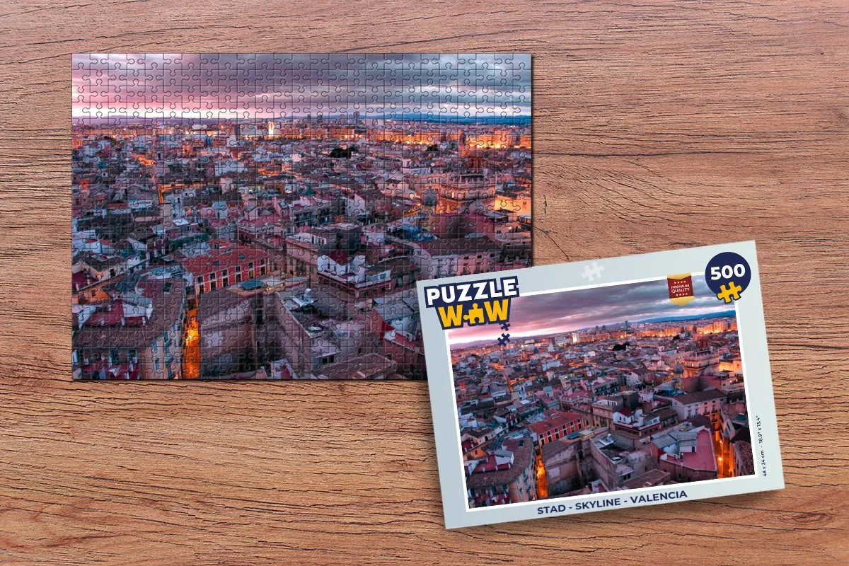 PuzzleWow Skyline Valencia Legpuzzel 500 Stuks - Multicolor