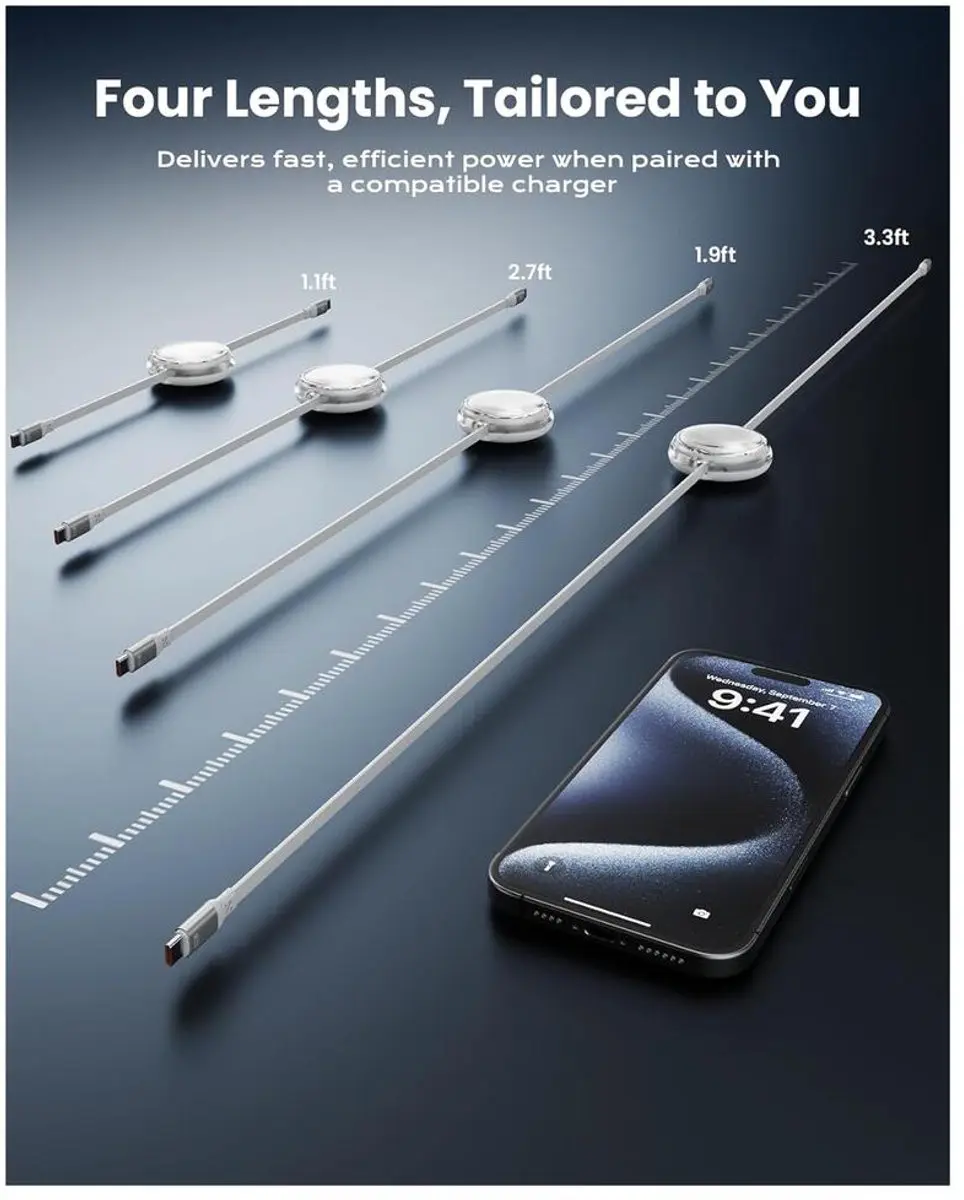 iOttie 100W Intrekbare USB-C Kabel - 2 Stuks - afbeelding 6 van 6