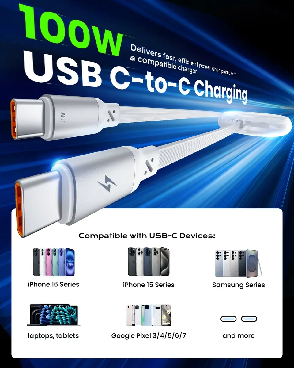 iOttie 100W Intrekbare USB-C Kabel - 2 Stuks - afbeelding 4 van 6