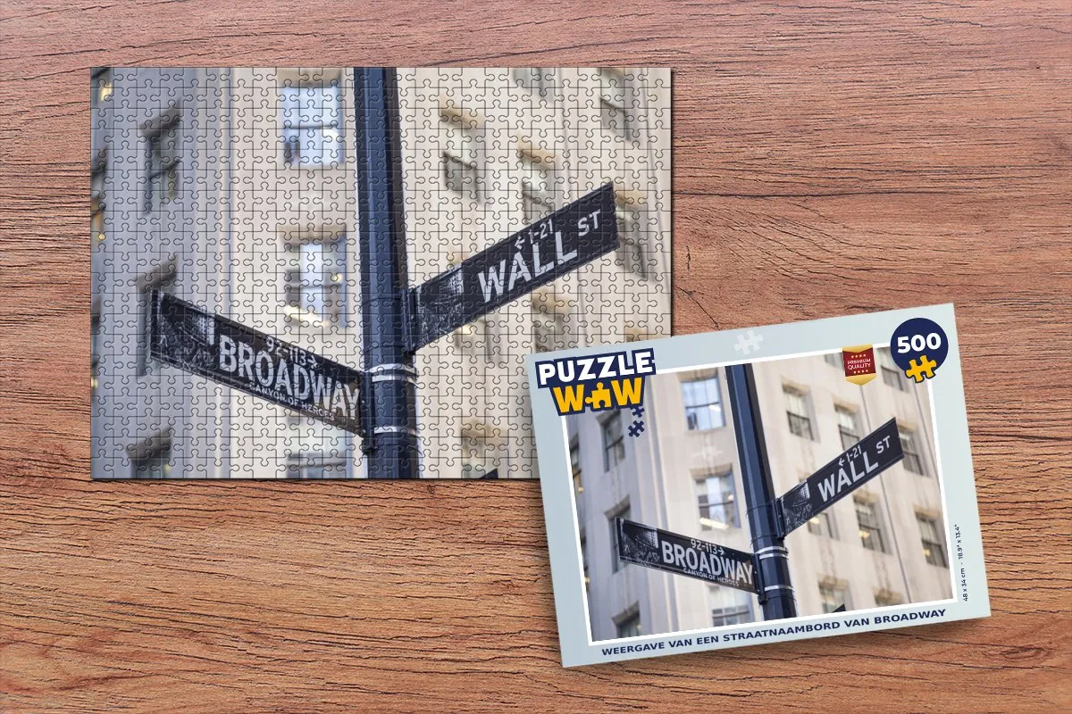 PuzzleWow New York Wall Street Broadway Legpuzzel 500 Stuks - Multicolor