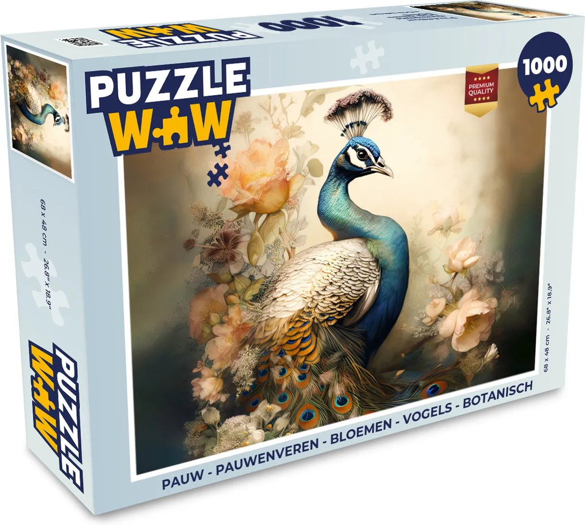 PuzzleWow Pauwenveren Legpuzzel 1000 Stuks - Multicolor