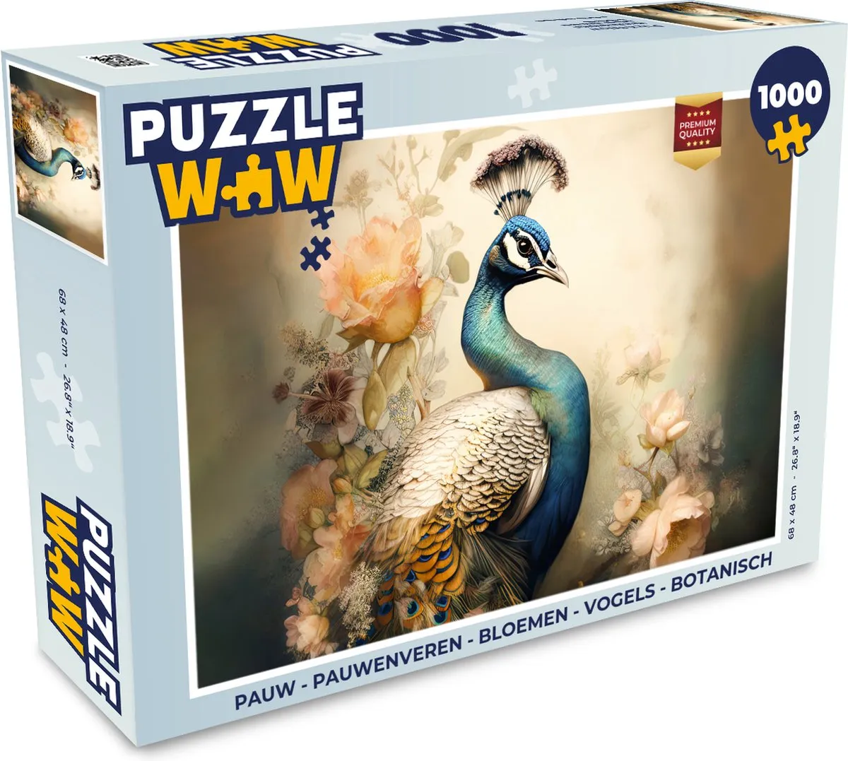 PuzzleWow Pauwenveren Legpuzzel 1000 Stuks - Multicolor