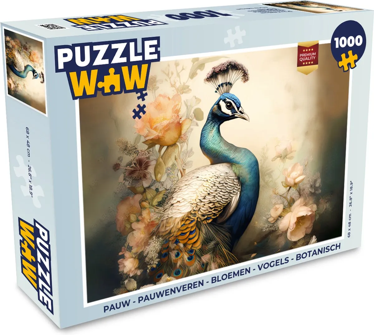 PuzzleWow Pauwenveren Legpuzzel 1000 Stuks