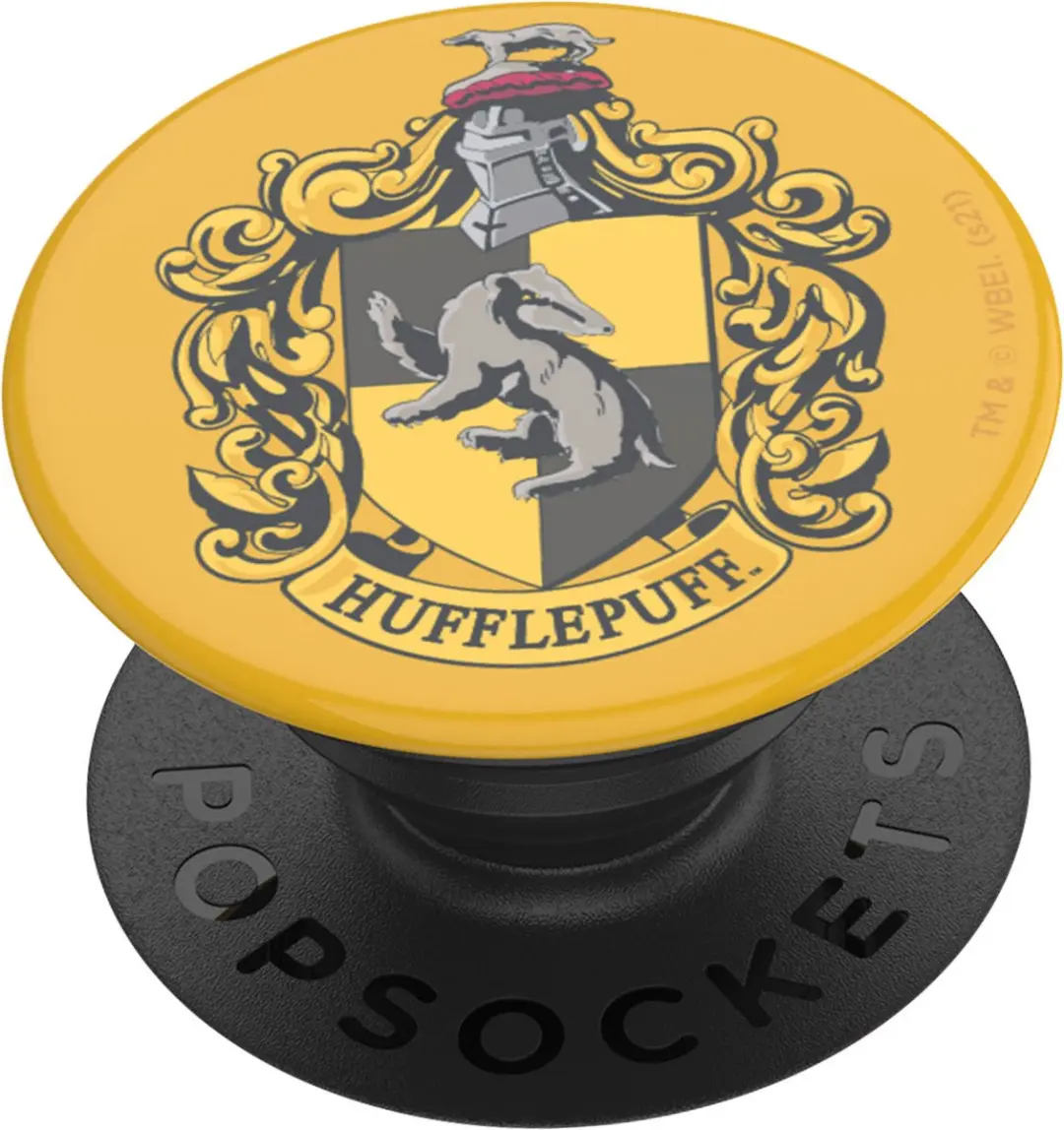 PopSockets, Popgreep voor standaardsmartphones met Hufflepuff-logo, Zwart / Geel