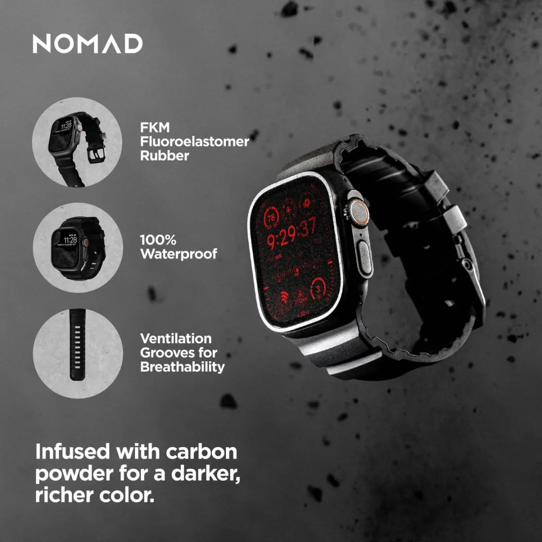 NOMAD Rocky Point Horlogeband - Apple Watch Ultra/Ultra 2/SE - Zwart