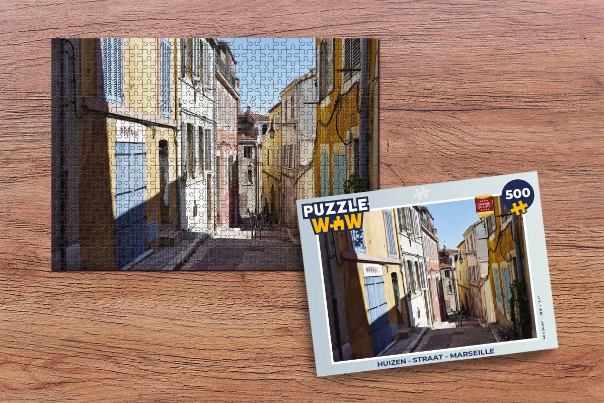 PuzzleWow Huizen Straat Marseille Legpuzzel 500 Stuks - Multicolor