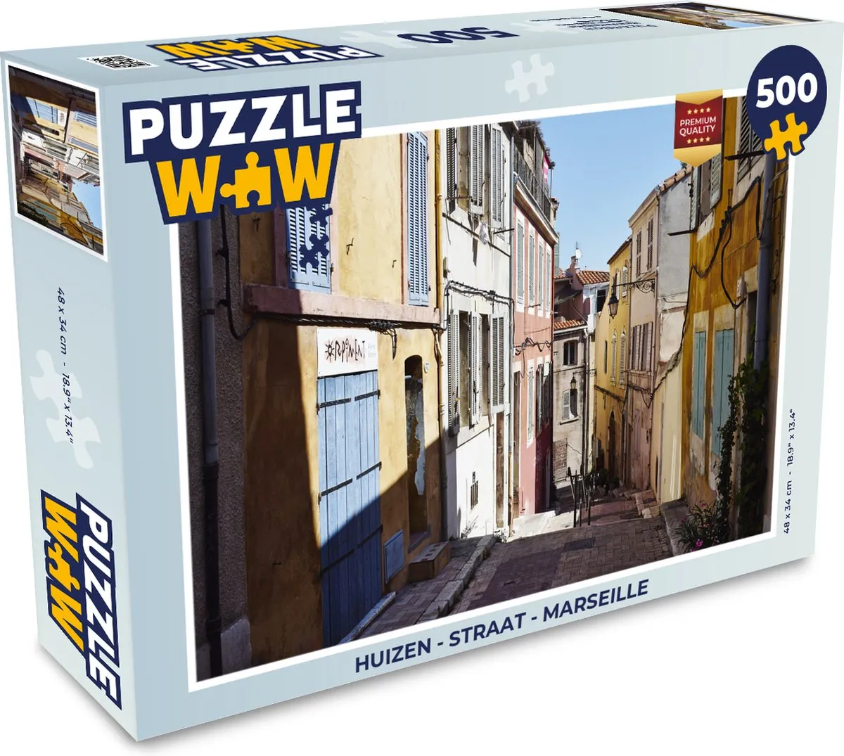 PuzzleWow Huizen Straat Marseille Legpuzzel 500 Stuks