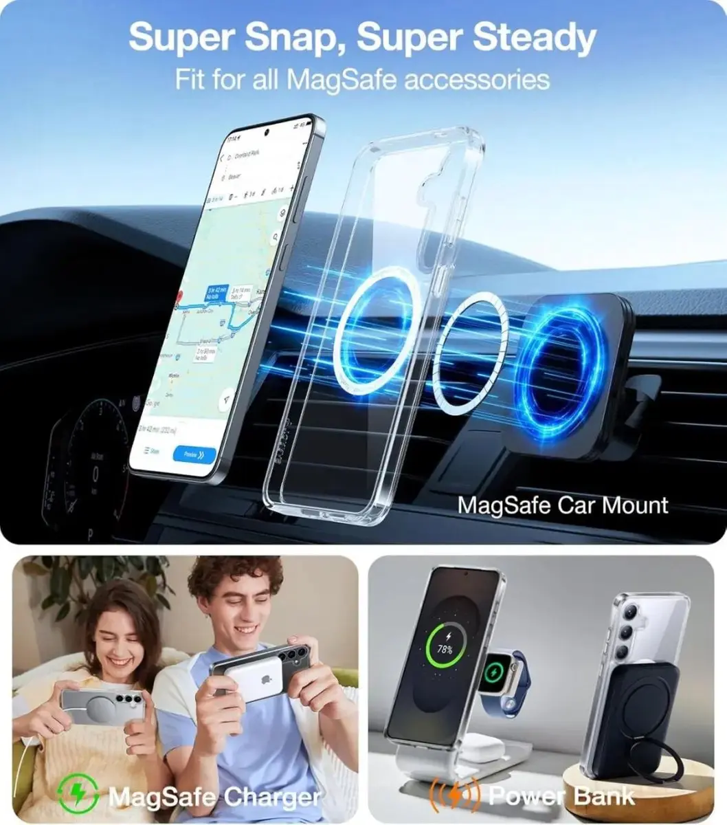 Torras Guardian Magnetic Hoesje Samsung Galaxy S25 Plus - Transparant