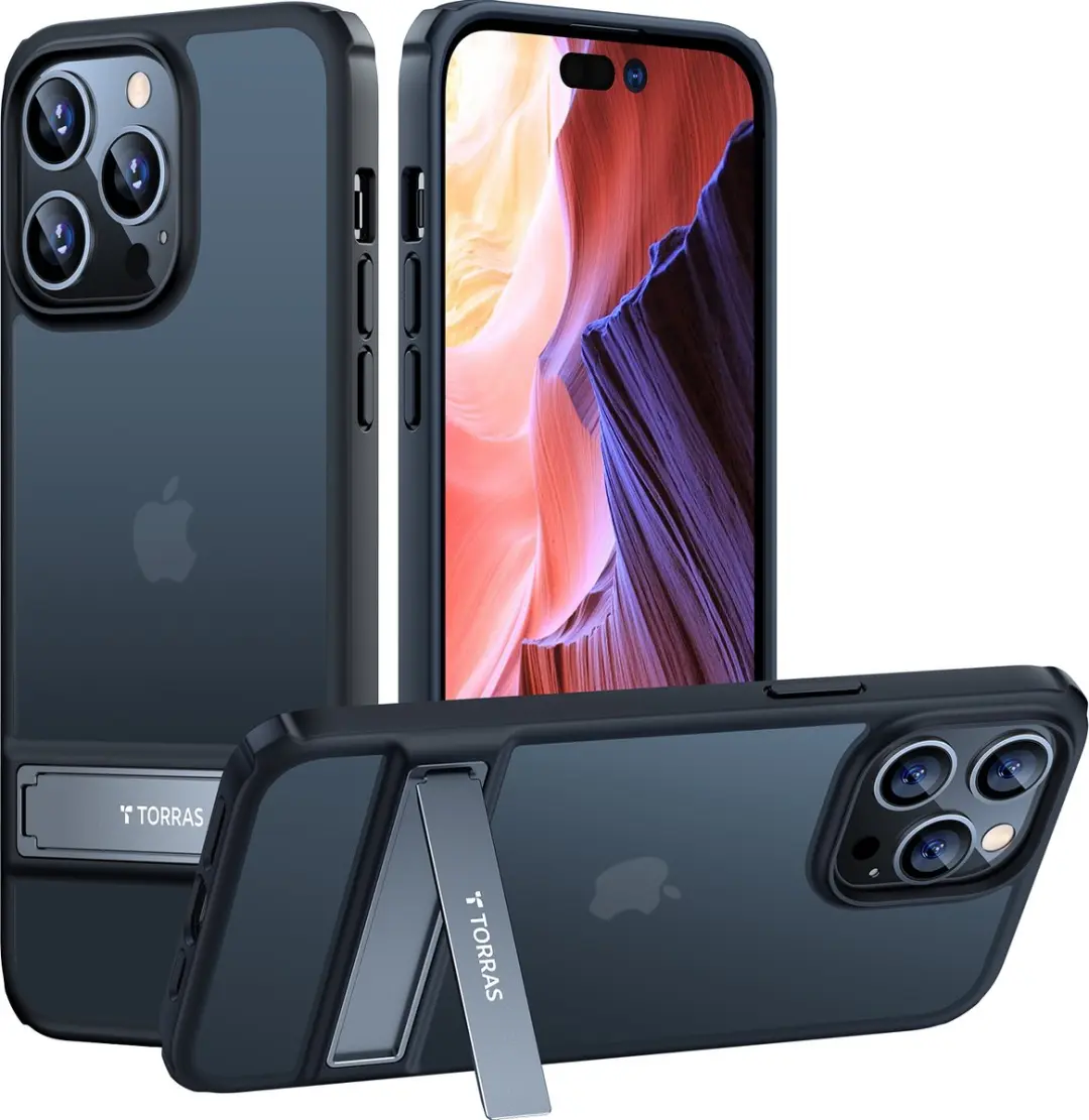 Torras geschikt voor iPhone 14 Pro Max Kickstand & Soft rand hoesje
