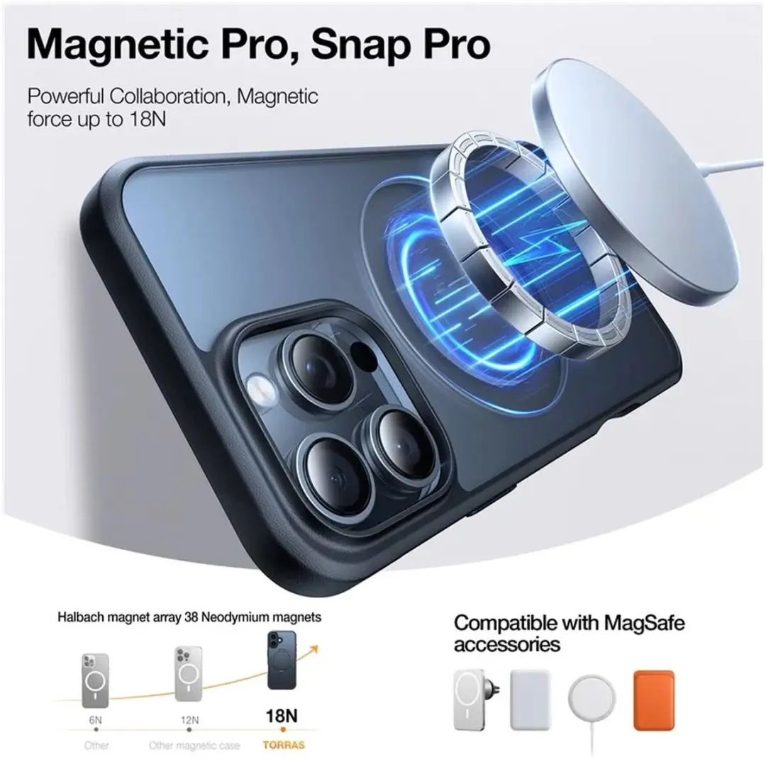 Torras UPro Ostand Pro iPhone 16 Pro Hoesje - MagSafe - Zwart