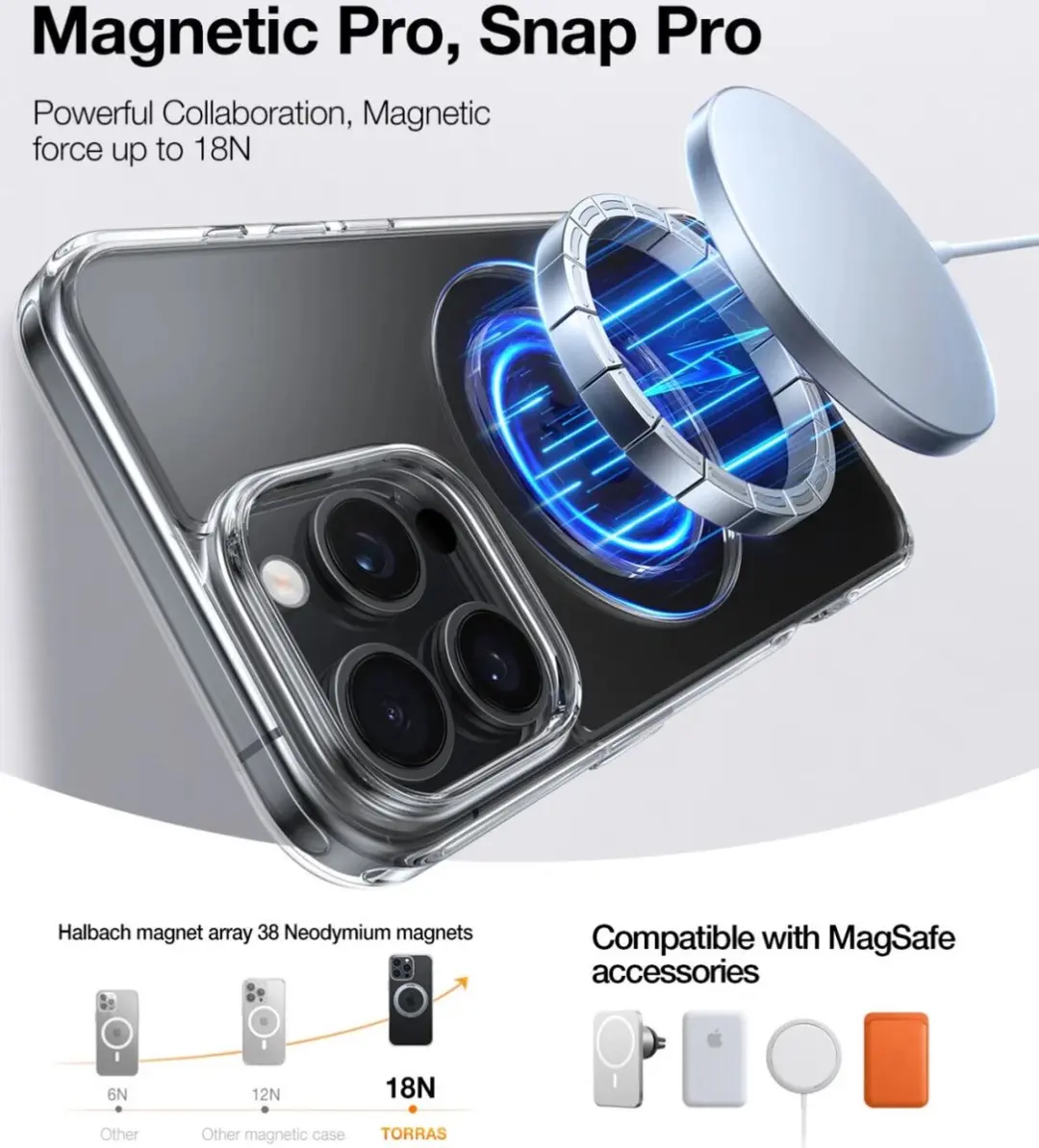 Torras UPro Ostand Pro Hoesje iPhone 16 Pro Max - Transparant