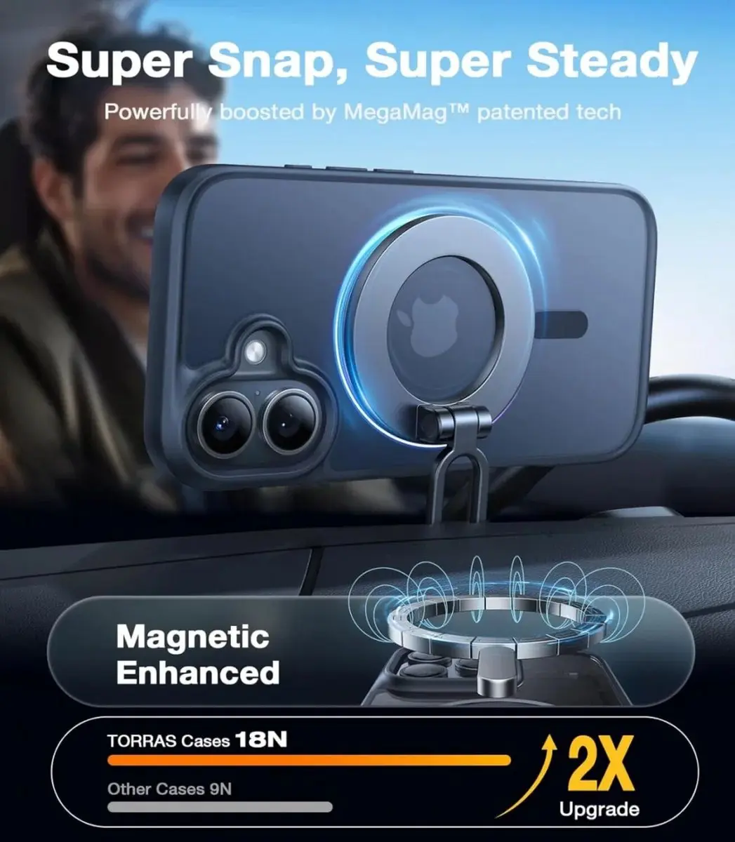 Torras Guardian Magnetic Hoesje iPhone 16 - MagSafe - Zwart