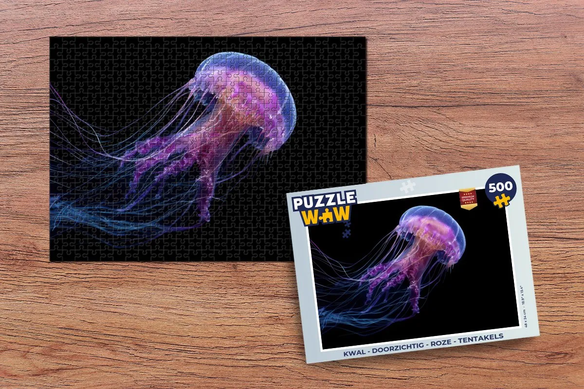 PuzzleWow Kwal Legpuzzel 500 Stuks - Roze Doorzichtig