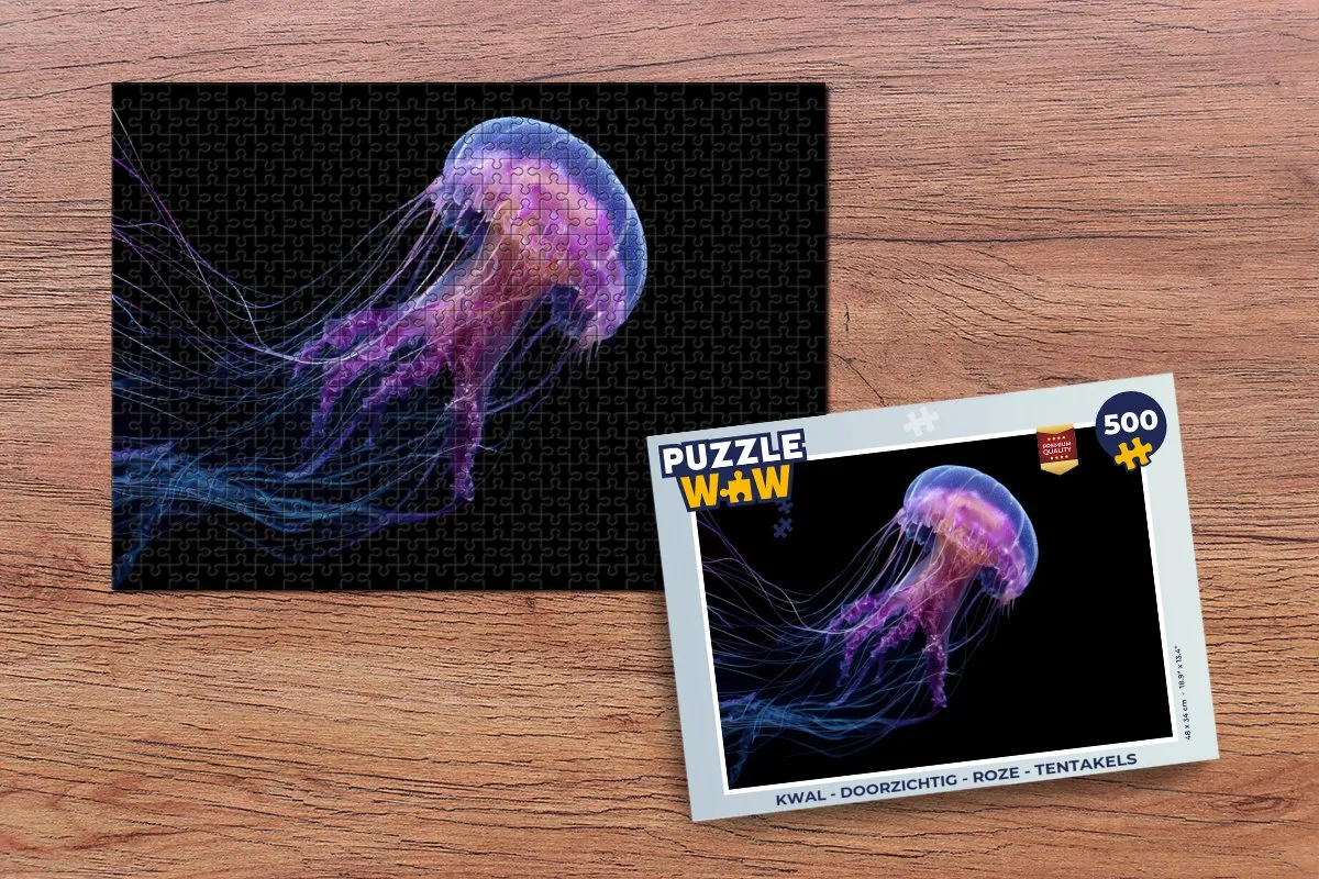 PuzzleWow Kwal Legpuzzel 500 Stuks - Roze Doorzichtig