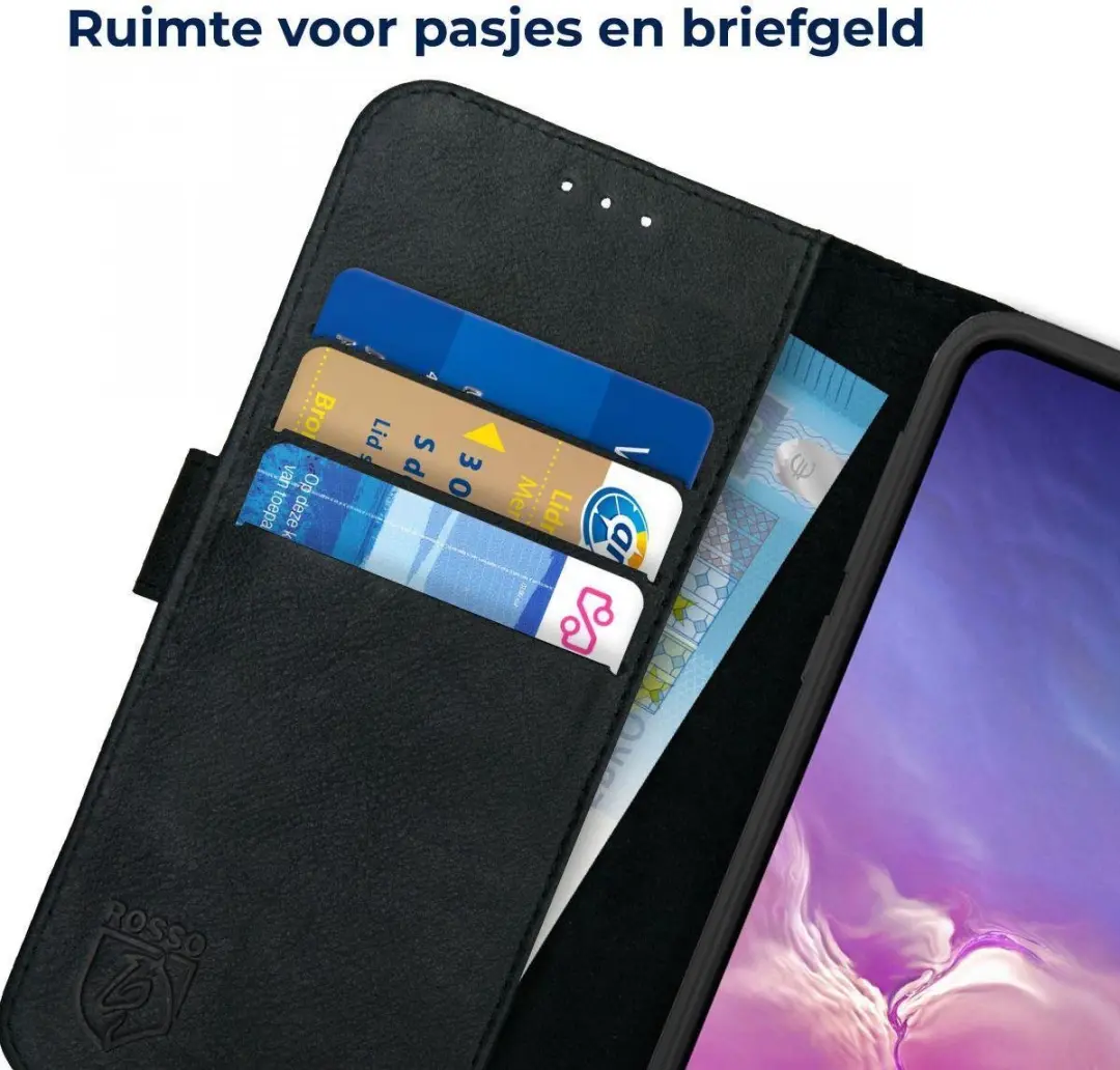 Rosso Deluxe Book Case Samsung Galaxy S10e - 3 Pasjes - Zwart