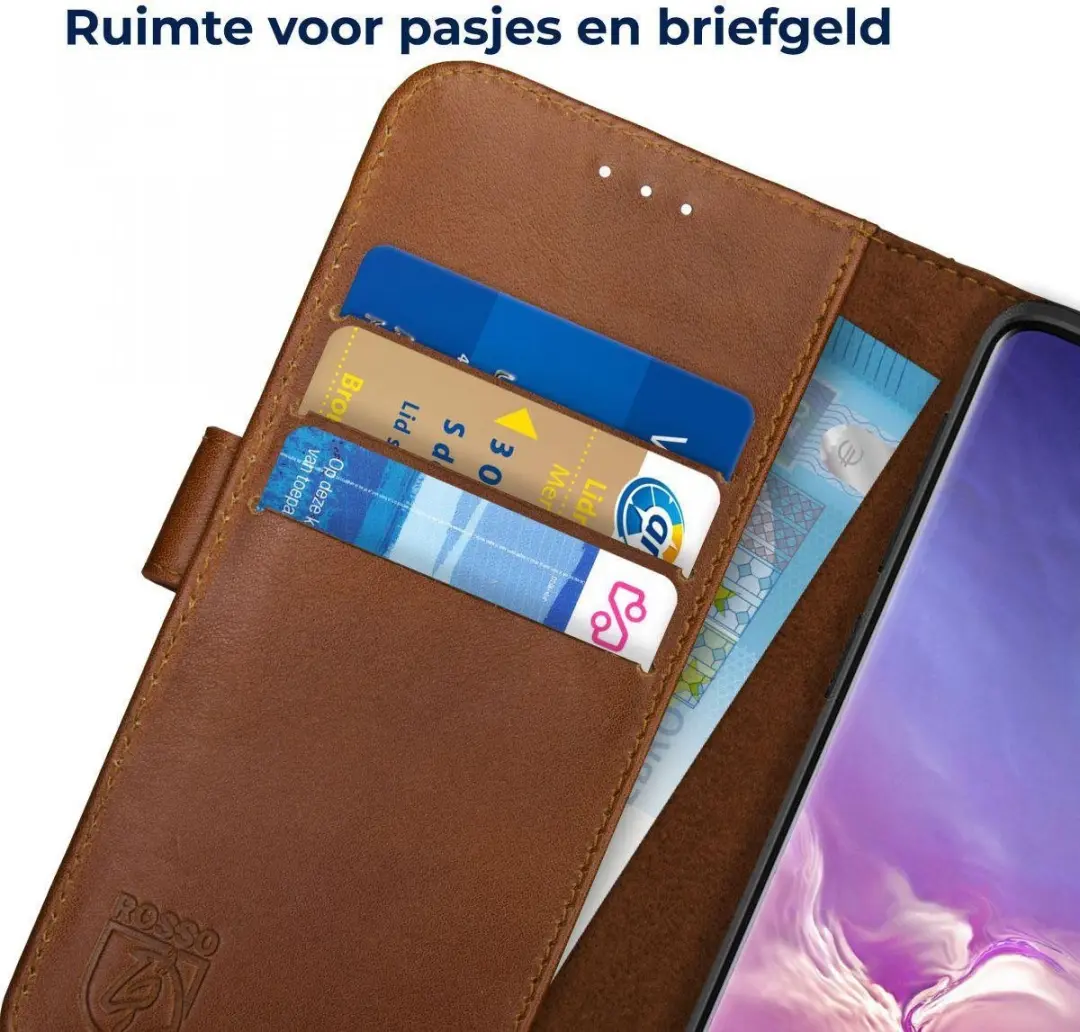 Rosso Deluxe Book Case Samsung Galaxy S10 - 3 Pasjes Bruin