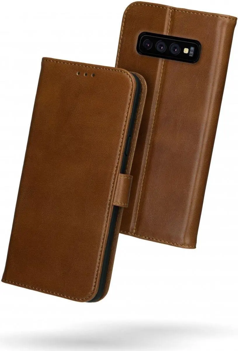 Rosso Deluxe Book Case Samsung Galaxy S10 - 3 Pasjes Bruin
