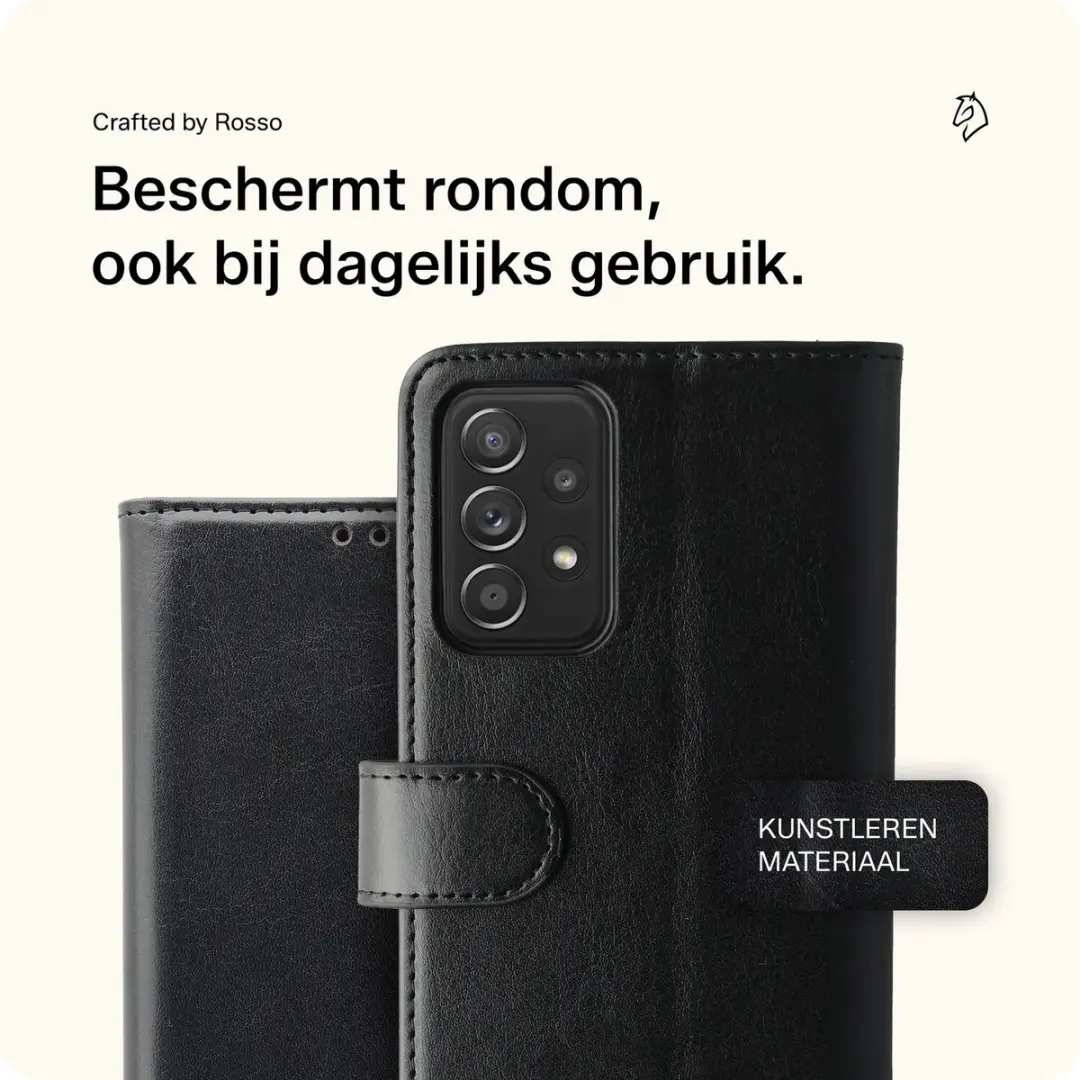 Rosso Element Book Case Wallet Hoesje 93720 - 3 Pasjes - Zwart