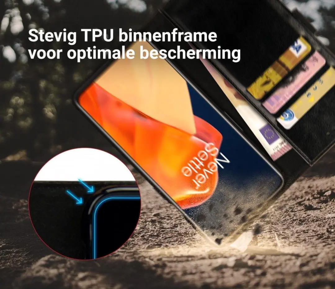 Rosso Element Book Case Wallet OnePlus 9 Pro - 3 Pasjes - Zwart