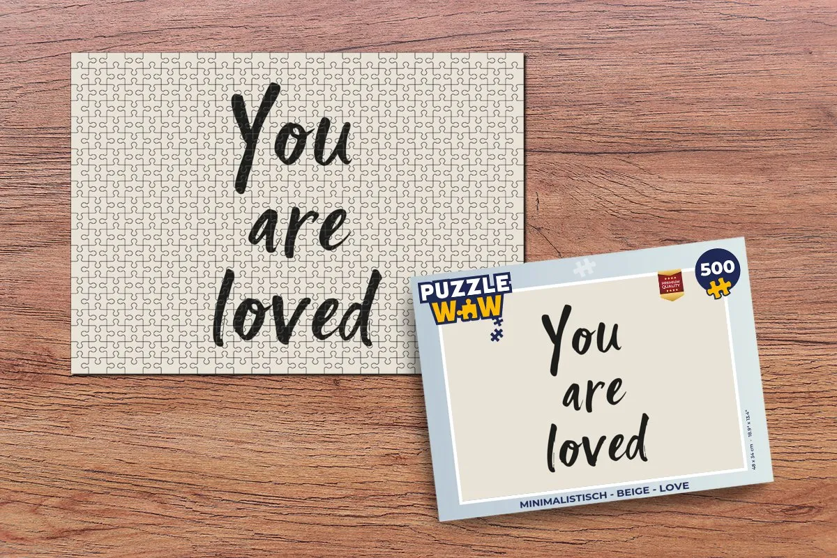 PuzzleWow Minimalistisch Love Legpuzzel 500 Stuks - Beige