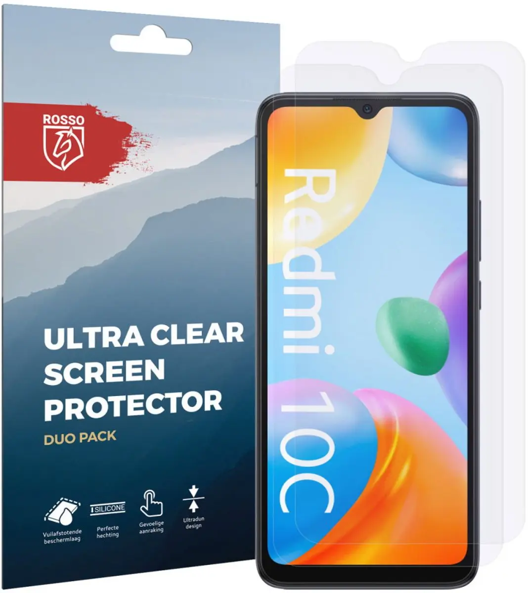 Rosso Screen Protector Ultra Clear voor Xiaomi Redmi 10C - 2 Stuks