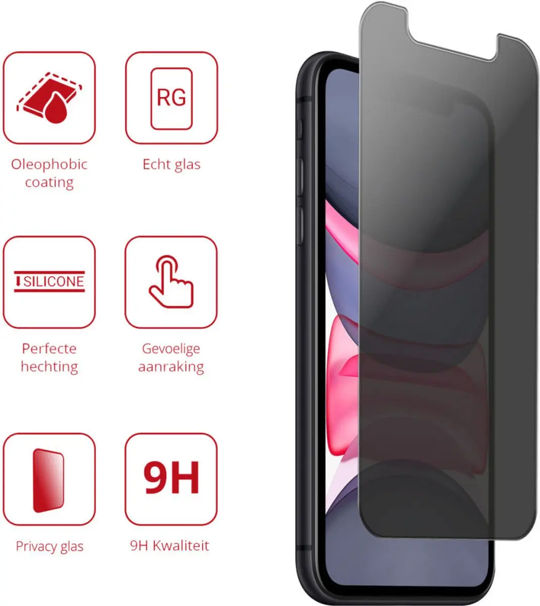 Rosso 9H Privacy Schermbeschermer - Apple iPhone 11/XR
