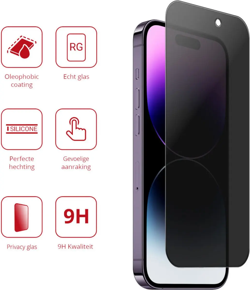 Rosso 9H Privacy Screen Protector iPhone 14 Pro - Gehard Glas