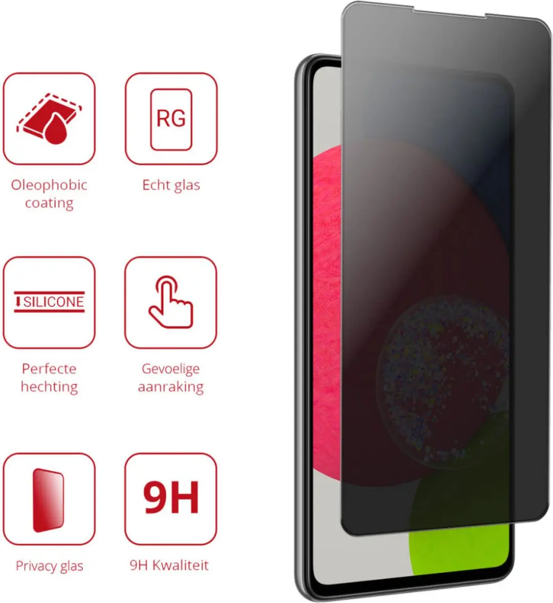 Rosso Privacy Screen Protector Samsung Galaxy A52 - 9H Gehard Glas