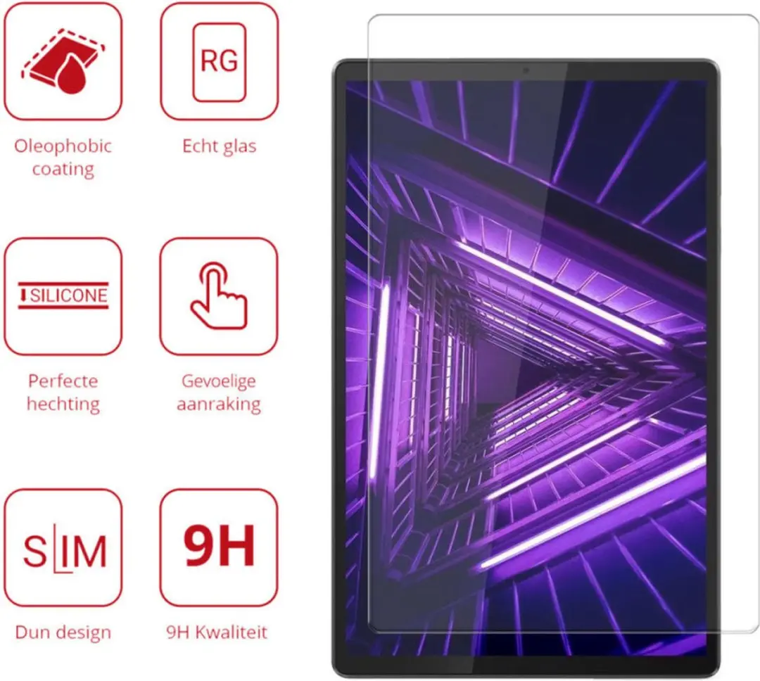 Rosso Tempered Glass 147205 - Lenovo Tab M10 Plus Gen 3 - 9H - Transparant/Red