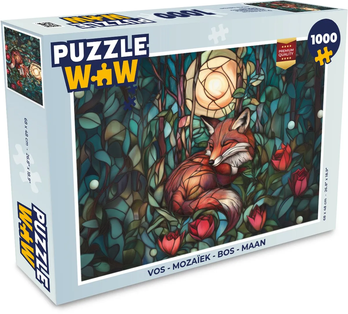 PuzzleWow Vos - Mozaïek Bos Maan Legpuzzel 1000 Stukjes