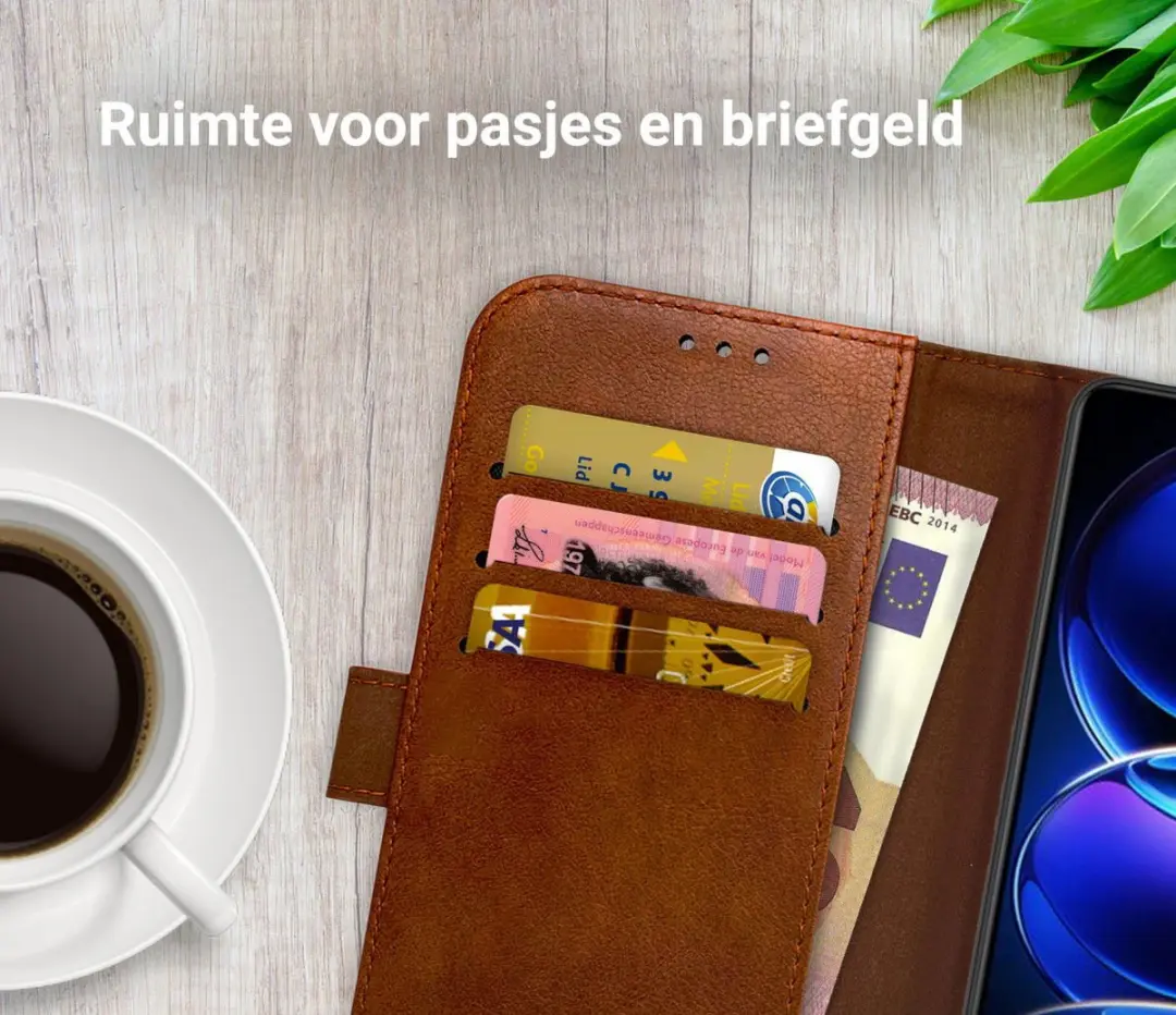 Rosso Element Xiaomi Redmi Note 12 Pro Hoesje Wallet - 3 Pasjes - Bruin
