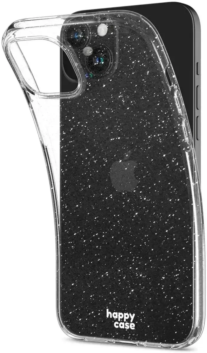 HappyCase iPhone 15 Hoesje - Glitter Transparant