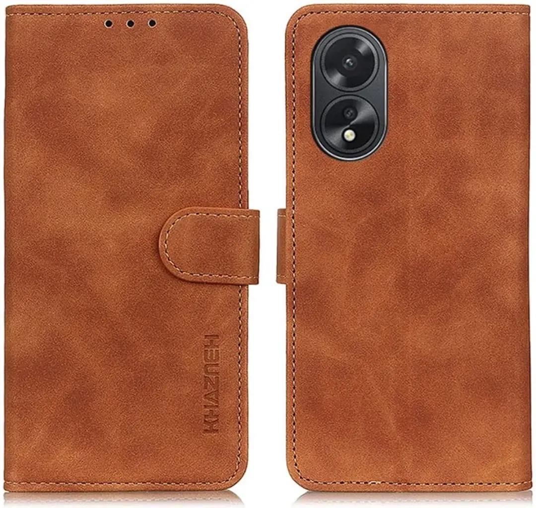 Khazneh Oppo A38 Retro Wallet Hoesje - Bruin