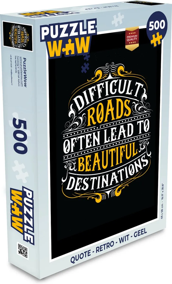 PuzzleWow Retro Quote Legpuzzel 500 Stuks