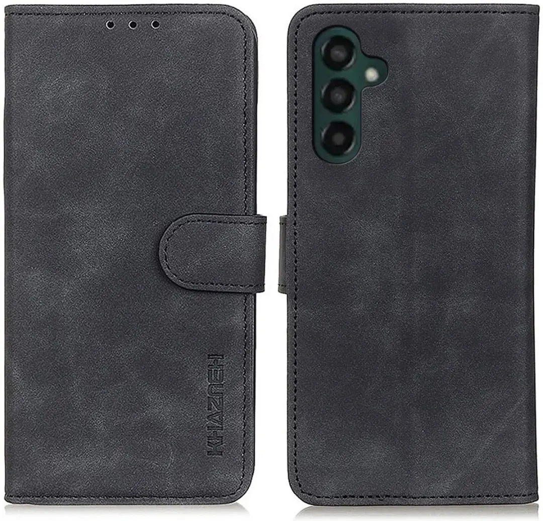 Khazneh Hoesje Galaxy A35 Retro Wallet Book - Zwart