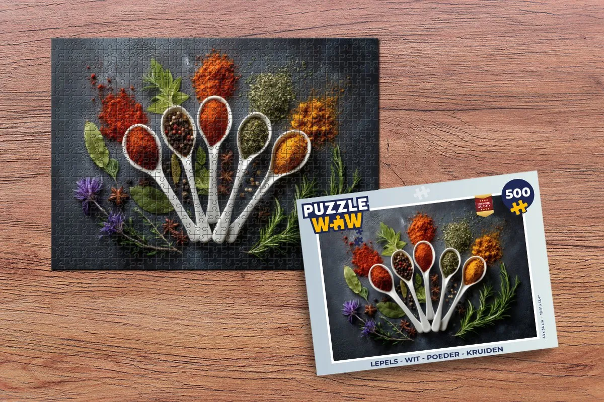 PuzzleWow Lepels Kruiden Puzzel 500 Stuks - Wit