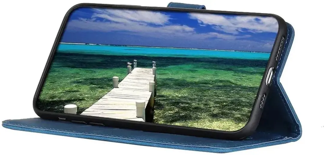 Khazneh Hoesje Retro Wallet Book Case Samsung Galaxy A35 - Blauw