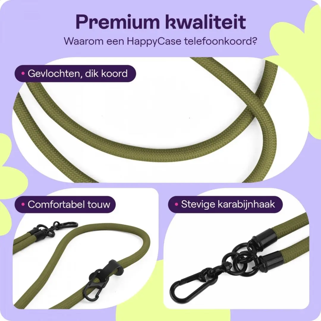 HappyCase Telefoonkoord Polsbandje 120cm - Groen