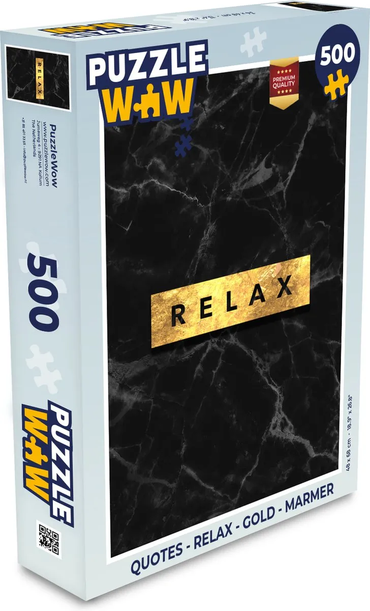 PuzzleWow Quotes Relax Gold Marmer Legpuzzel 500 Stuks