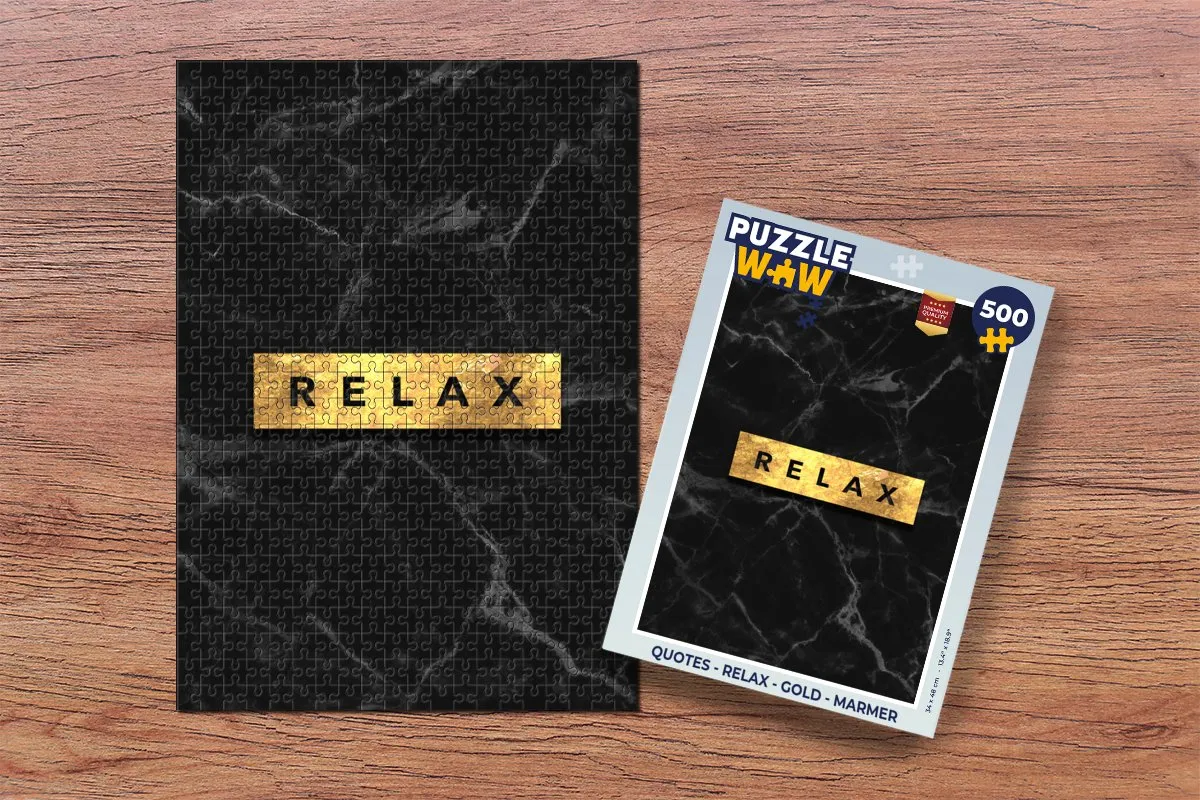 PuzzleWow Quotes Relax Gold Marmer Legpuzzel 500 Stuks