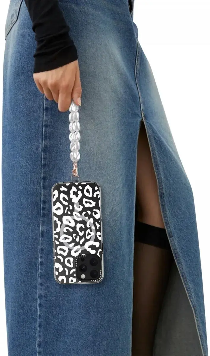 HappyCase Bali Parel Armband Telefoonkoord 24cm - Zilver
